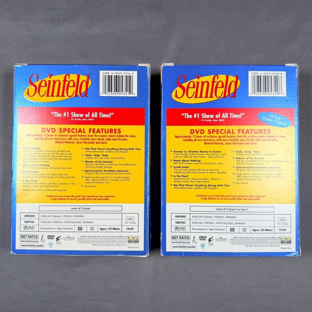 Seinfeld Seasons 1 2 3 DVD Multi Blue Box Set Comedy TV Show Collection - Picture 8 of 9